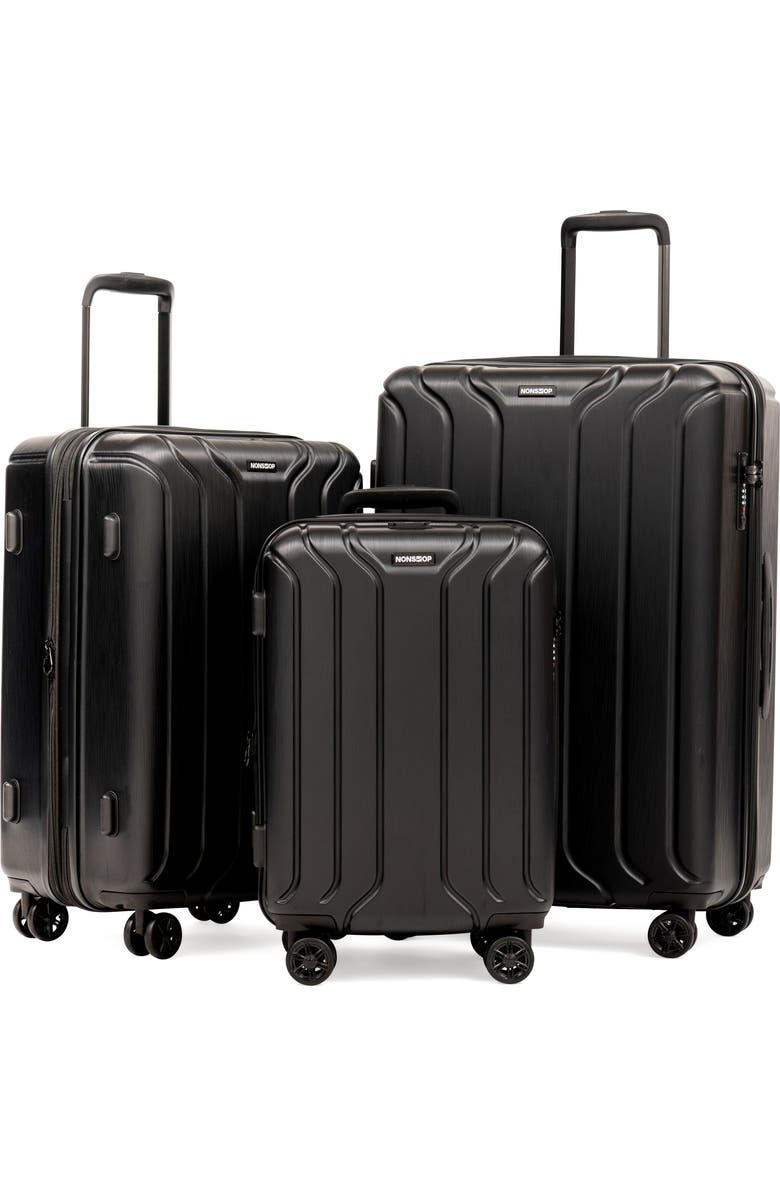 NONSTOP New York 3 Piece Set (20" 24" 28") 4-Wheel Luggage Set + 3 packing cubes, Main, color, Black