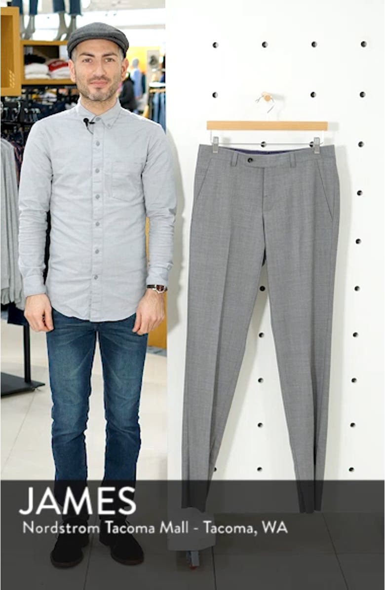Jerome Flat Front Solid Wool Dress Pants, sales video thumbnail