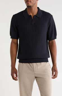 Johnny Collar Textured Cotton & Cashmere Blend Knit Polo
