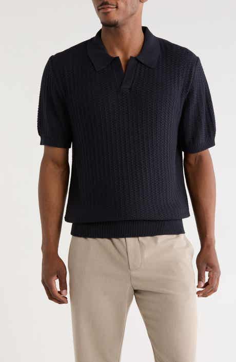 Johnny Collar Textured Cotton & Cashmere Blend Knit Polo