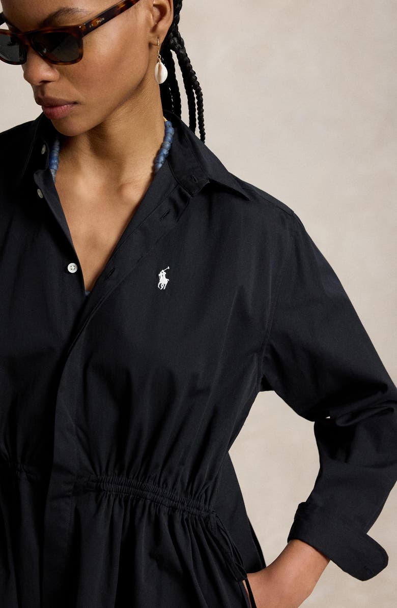 Polo Ralph Lauren Drawstring Waist Cotton Shirtdress, Alternate, color, Polo Black