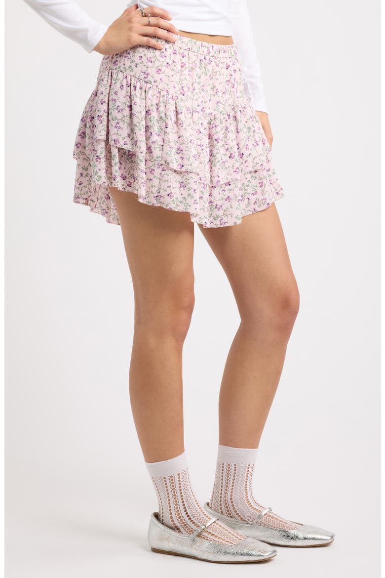 Chiffon Ruffle Miniskirt, Alternate, color, PINK - PURPLE CLANCY VINE