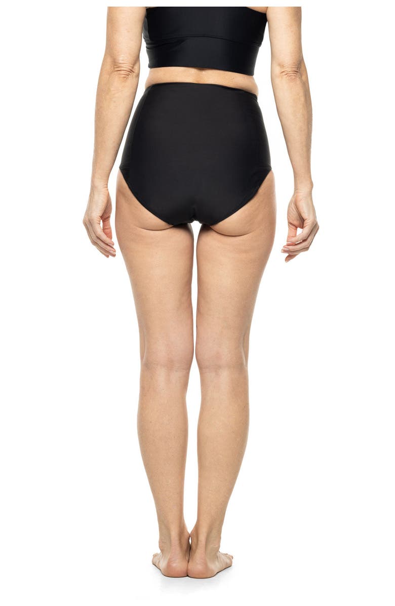 Coolibar Women's High Rise Swim Bottoms - UPF 50+ Sun Protection - Ocean Sculpt, Alternate, color, Black