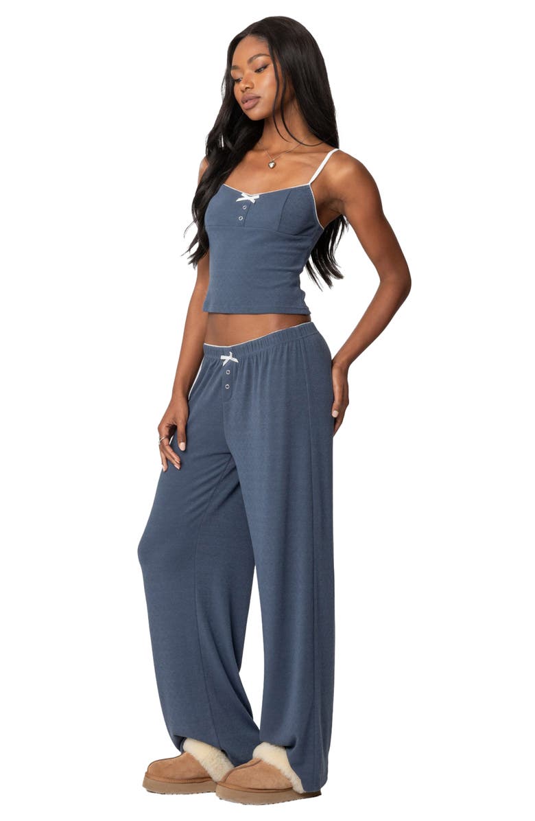 EDIKTED Kelo Pointelle Camisole, Alternate, color, Navy