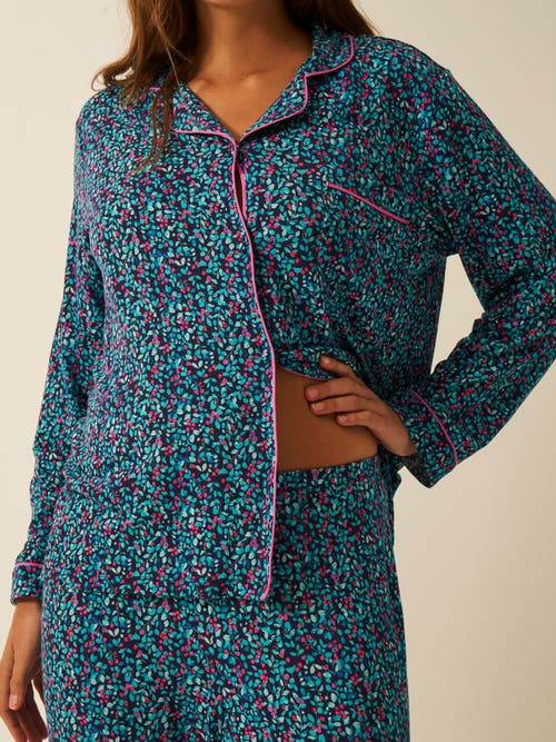 Stripe & Stare Long Pyjama Set In Green