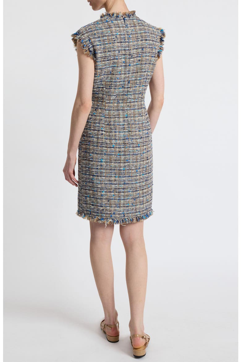 Tuscany Cap Sleeve V-Neck Sheath Tweed Dress, Alternate, color, Indigo