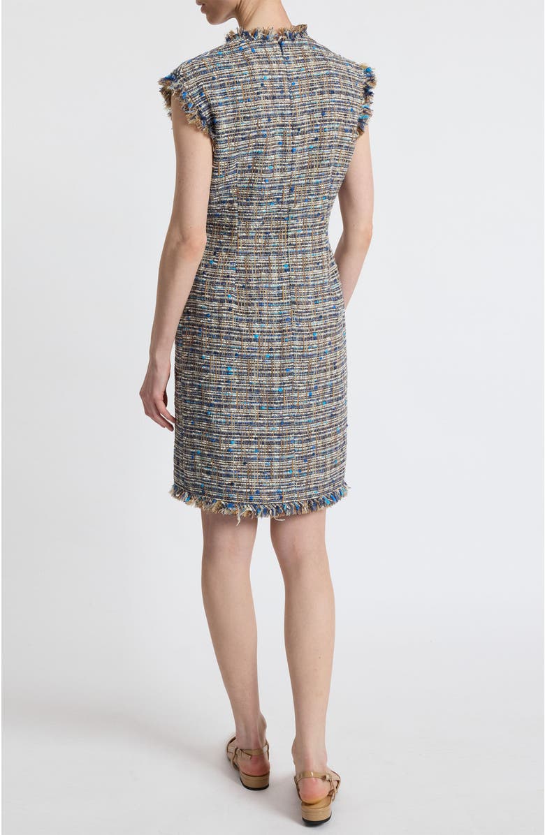 Santorelli Tuscany Cap Sleeve V-Neck Sheath Tweed Dress, Alternate, color, Indigo