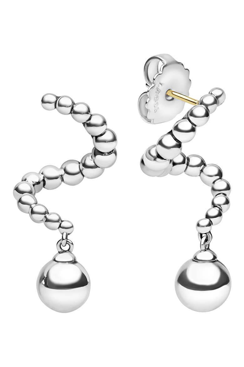 Caviar Bubbly Drop Earrings, Main, color, STERLING SILVER
