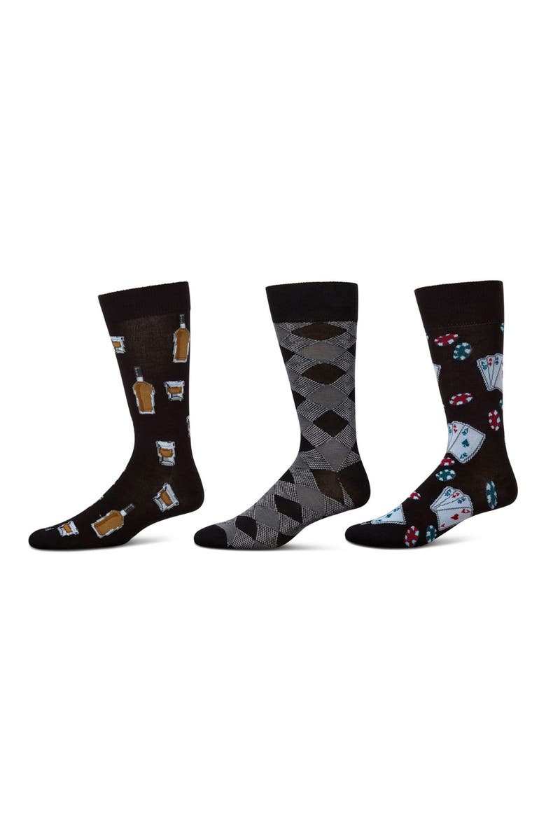 Hobby Assorted 3-Pack Crew Socks, Main, color, BLACK