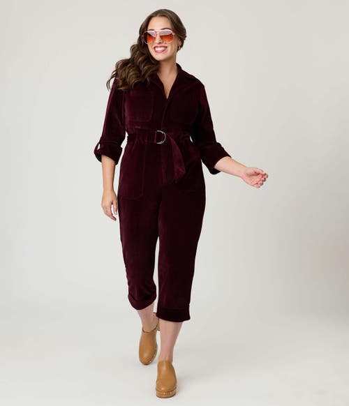 Unique Vintage Trixie Jumpsuit In Burgundy