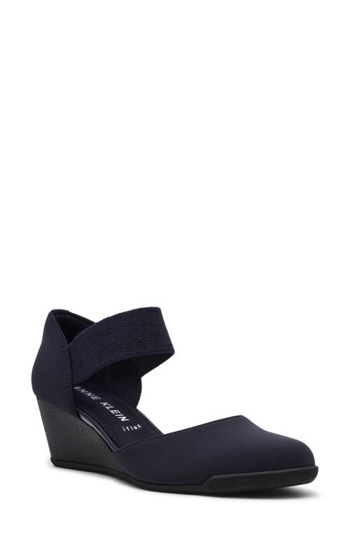 Anne Klein Tiffany Ankle Strap Wedge Pump In Blue
