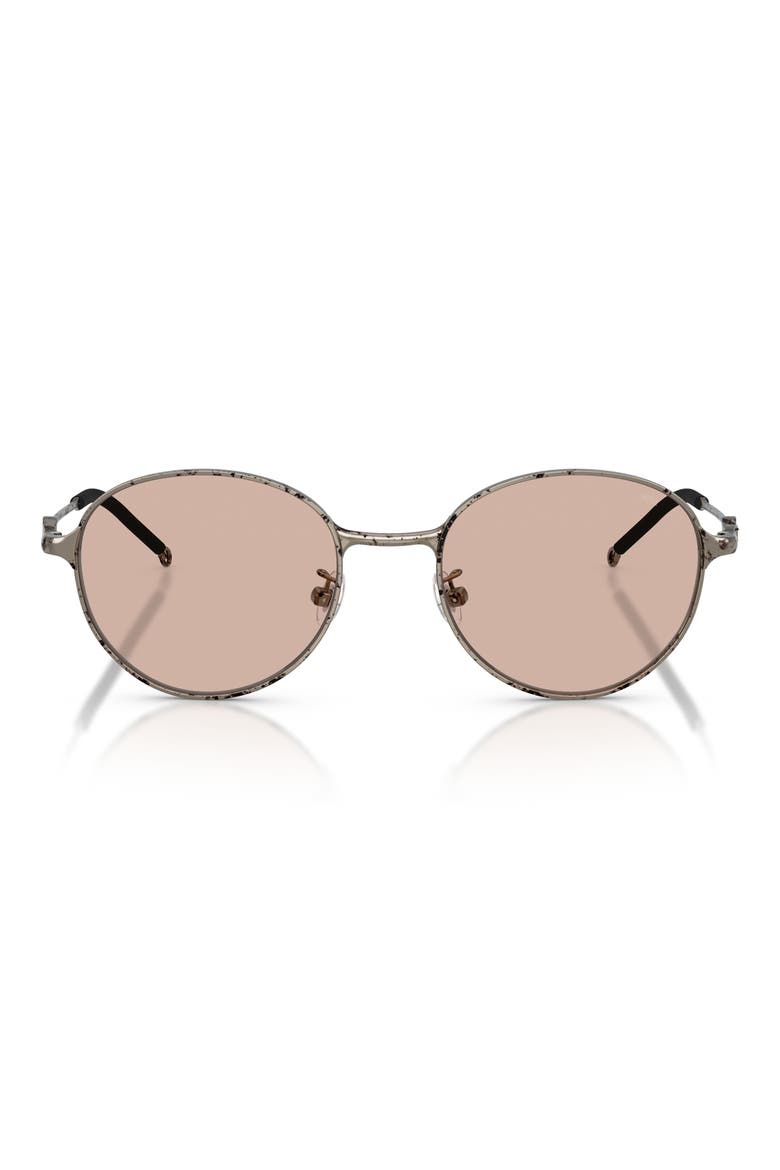 52mm Round Sunglasses, Main, color, PAPER TRANSFER SILVER / BROWN