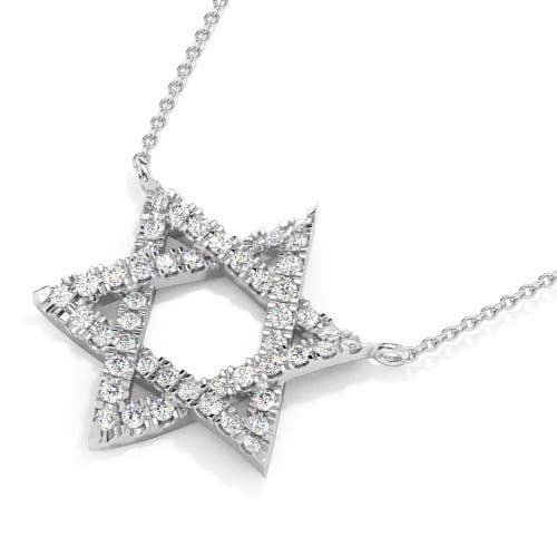 Bliss Diamond 1ct Tw Diamond Jewish Star Pendant 14k Gold Lab Grown Necklace 1" Tall In 14k White Gold