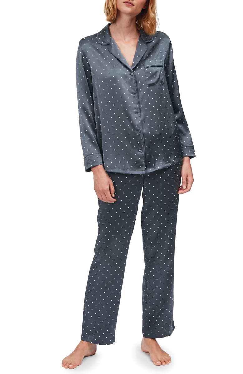 The White Company Spot Print Silk Pajamas, Main, color,