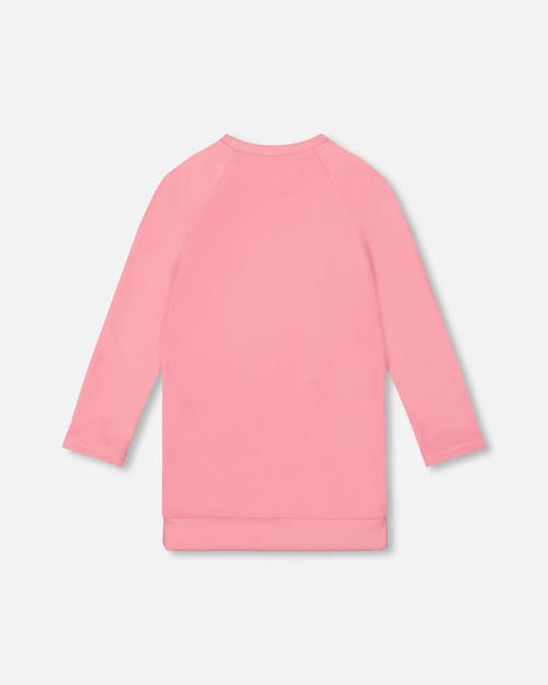 Deux Par Deux Super Soft Tunic Tee With Embroidered Pockets In Pink