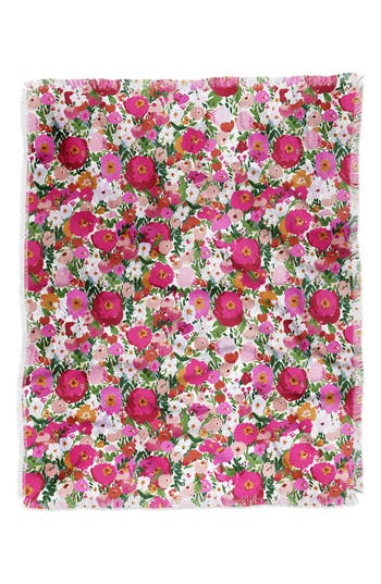 Deny Designs Fringe Trim Throw Blanket In Pink