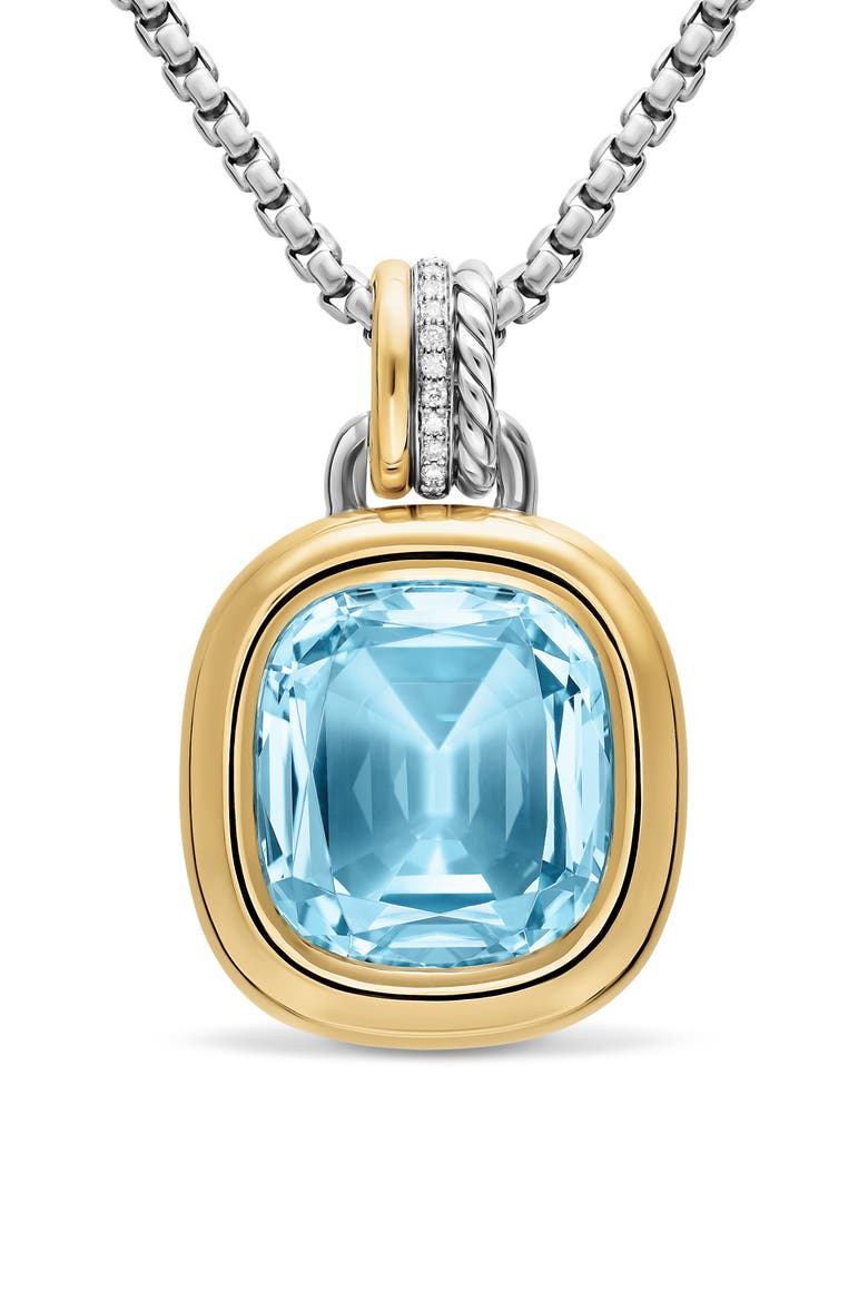 DY Mercer® Color Amulet in Sterling Silver with 18K Yellow Gold, Sky Blue Topaz & Diamonds, 17mm, Alternate, color, LIGHT BLUE