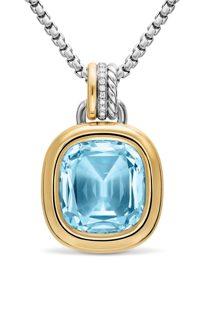 David Yurman DY Mercer<sup>®</sup> Color Amulet in Sterling Silver with 18K Yellow Gold, Sky Blue Topaz & Diamonds, 17mm, Alternate, color, Light Blue