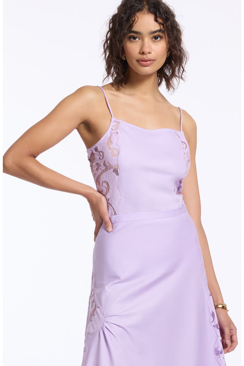 Stella Lace Hem Midi Skirt, Alternate, color, LILAC