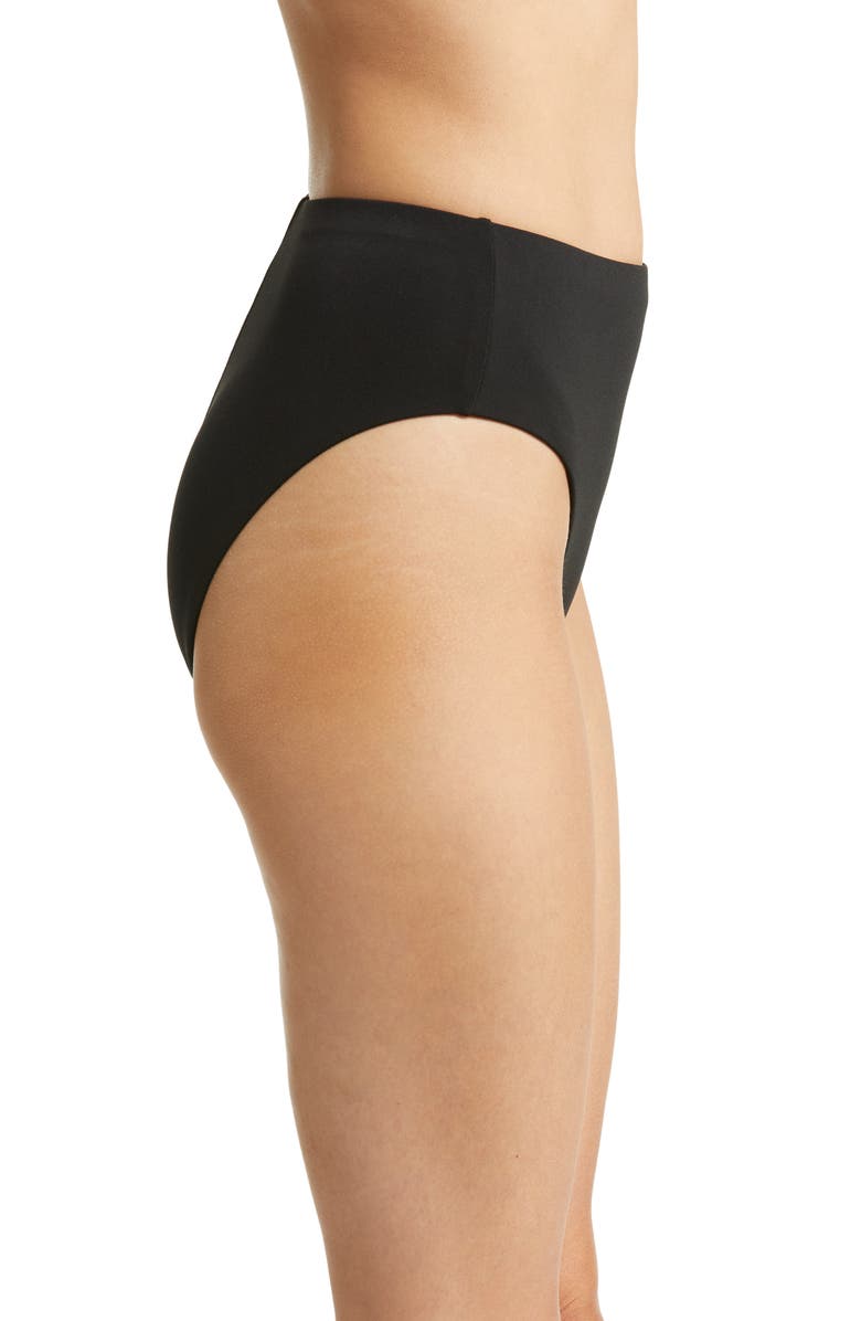 Robin Piccone Ava High Waist Bikini Bottoms, Alternate, color, Black