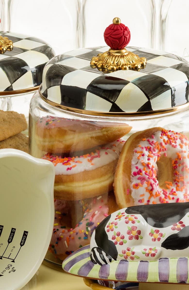 MACKENZIE CHILDS Courtly Check Large Kitchen Canister, Alternate, color, Black/ White