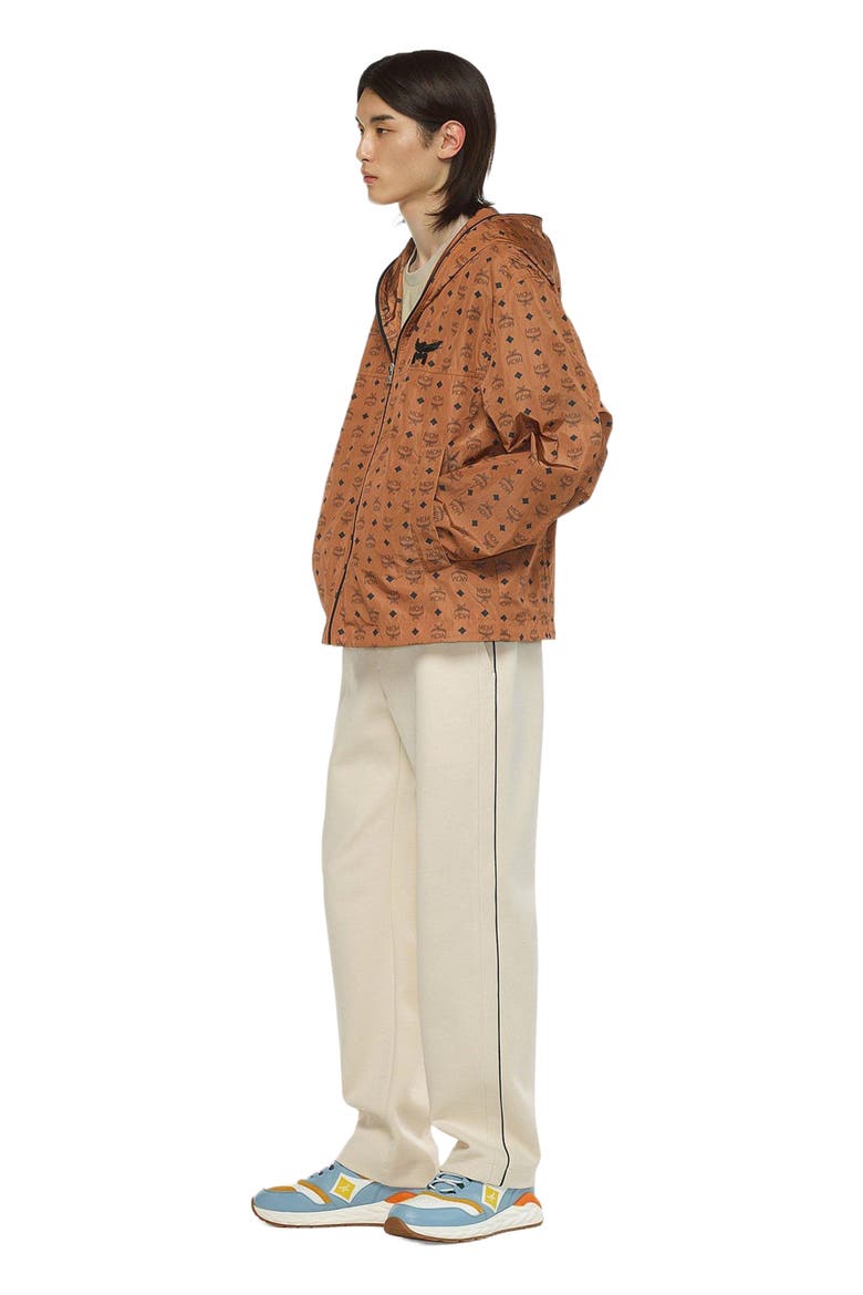 Monogram Print Windbreaker in ECONYL®, Alternate, color, Brown
