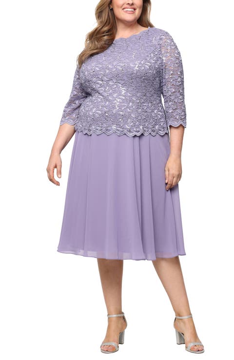 Mock Two-Piece Midi Dress (Plus Size)