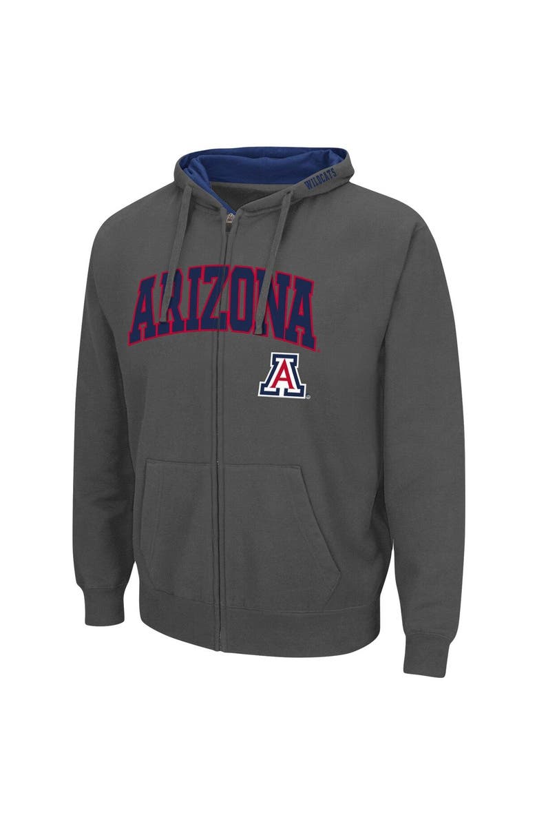 COLOSSEUM Men's Colosseum Charcoal Arizona Wildcats Arch & Logo 3.0 Full-Zip Hoodie, Alternate, color, Charcoal