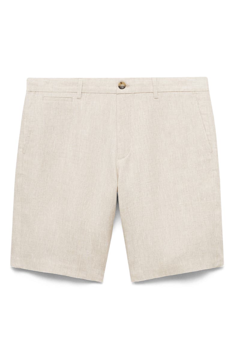 MANGO Slim Fit Linen Bermuda Shorts, Alternate, color, Ecru