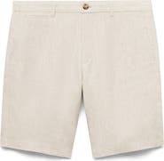 MANGO Slim Fit Linen Bermuda Shorts