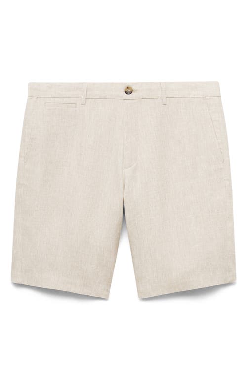 Mango Slim Fit Linen Bermuda Shorts In Nude