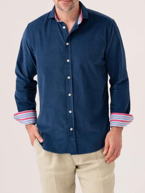 Koy Clothing Corduroy Long Sleeve Shirt in Teal Blue  product