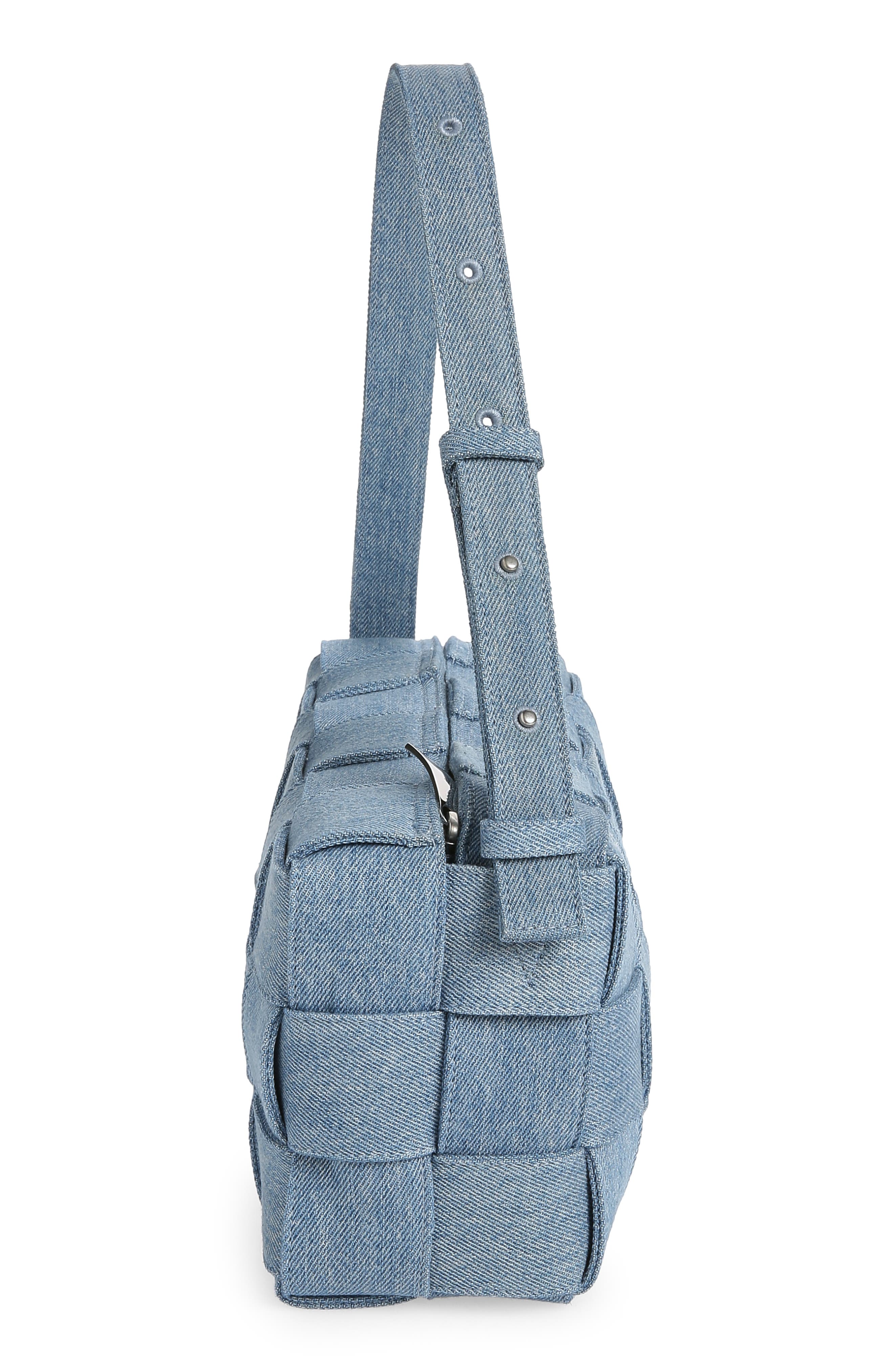 Bottega Veneta Cassette Intrecciato Denim Shoulder Bag, Alternate, color, 