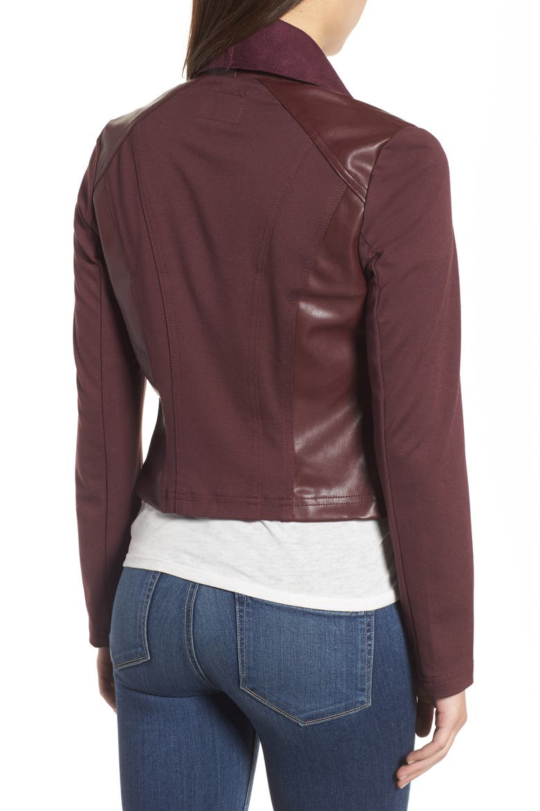 Drape Ponte Jacket, Alternate, color, BORDEAUX