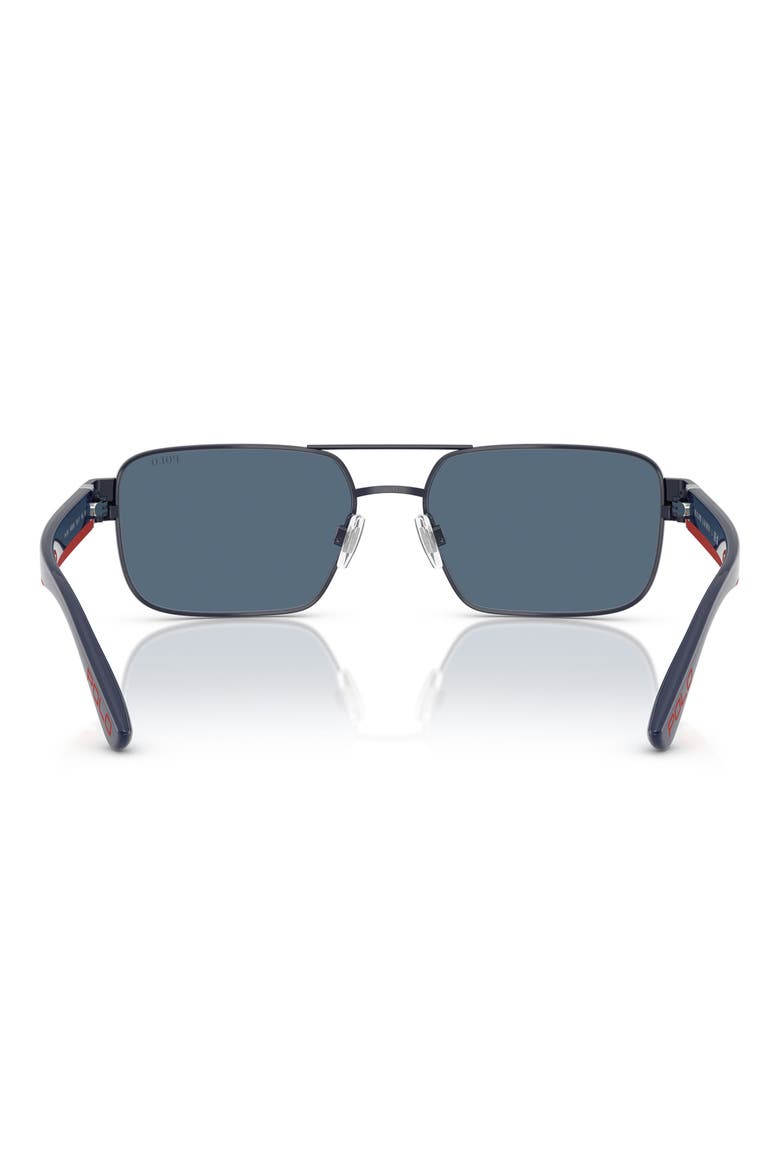 58mm Rectangle Sunglasses, Alternate, color, SHINY NAVY BLUE / DARK BLUE