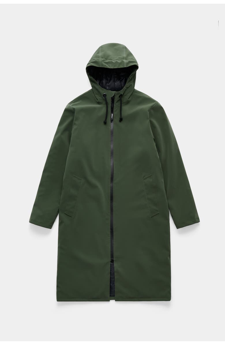 Stutterheim Stockholm Long Matte Winter Coat, Alternate, color, Green