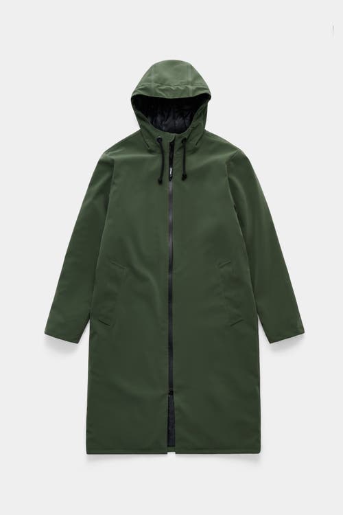 Stutterheim Stockholm Long Matte Winter Coat In Green