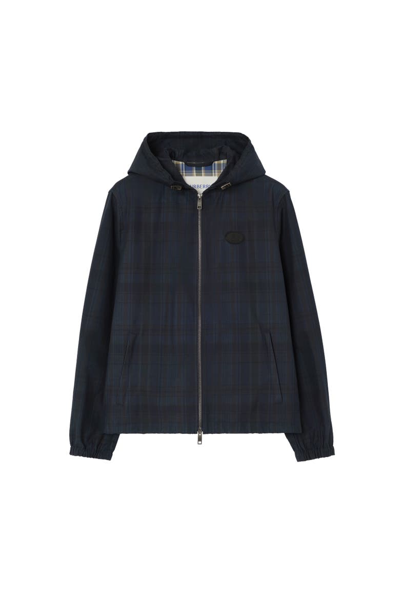Check Cotton Newport Hooded Jacket, Alternate, color, Peacock blue