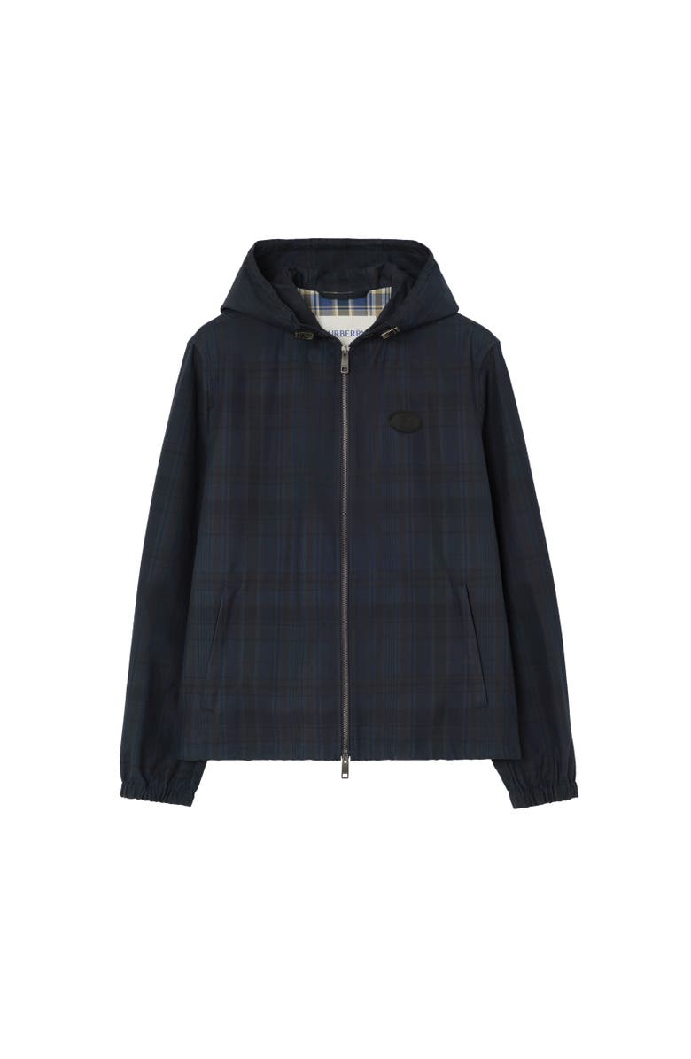 Burberry Check Cotton Newport Hooded Jacket, Alternate, color, Peacock Blue