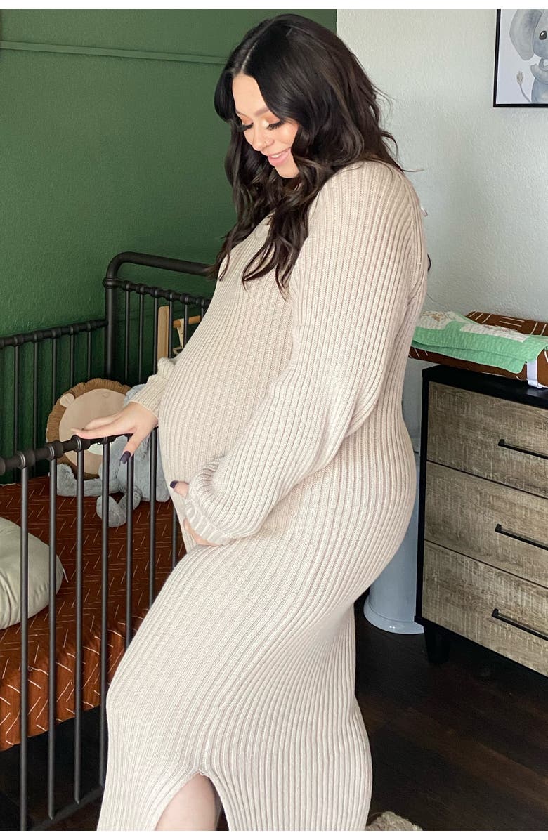 PinkBlush Side Slit Maxi Sweater Dress, Alternate, color, 