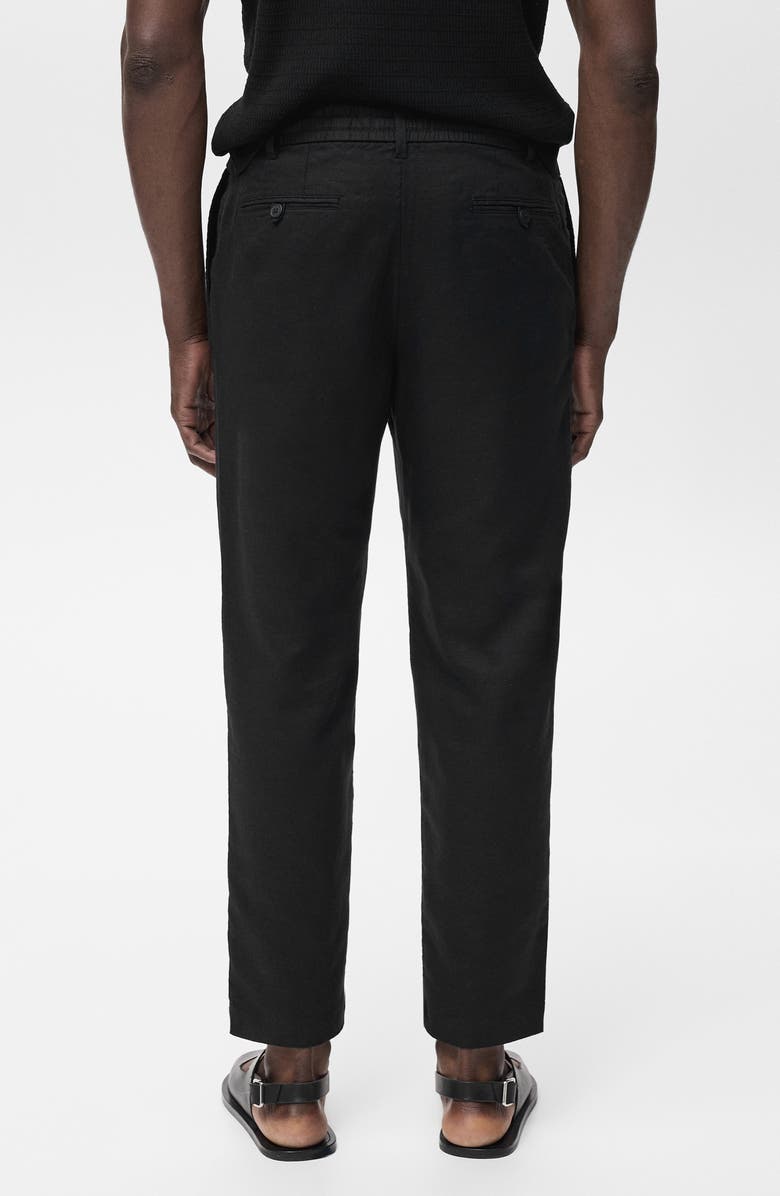 MANGO Slim Fit Pants with Drawstring Waist, Alternate, color, Black