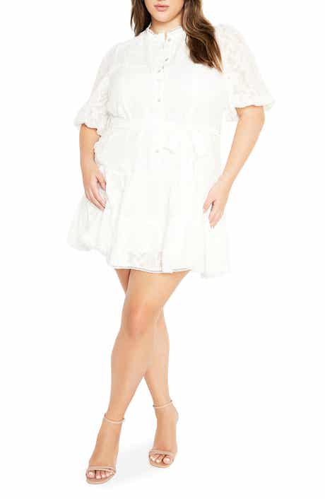 City Chic Chrissa Floral Puff Sleeve Tiered Minidress