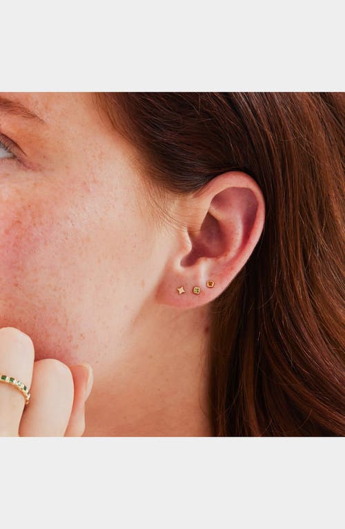Made By Mary Cubic Zirconia Birthstone Stud Earrings In Gold