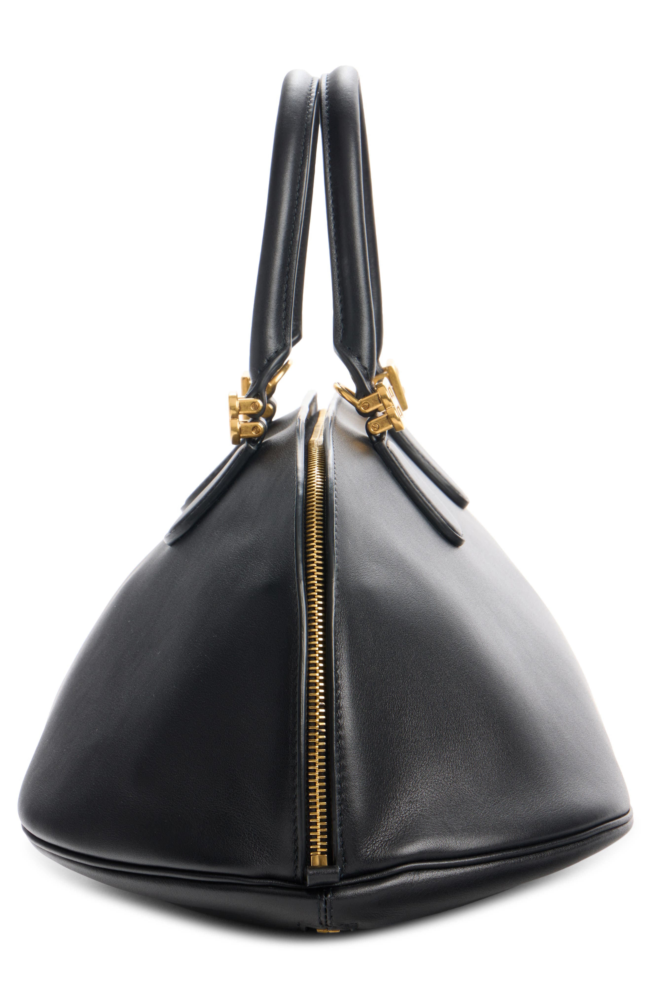 Balenciaga Medium Bolero Leather Bowling Bag, Alternate, color, Black/ Plum