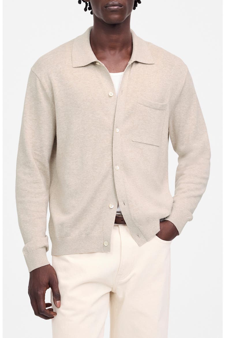 Lightweight Cotton & Linen Blend Cardigan, Main, color, HEATHER BROWN