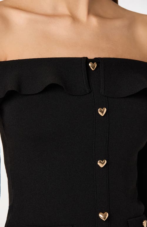 Astr The Label Heart Button Off The Shoulder Sweater In Black
