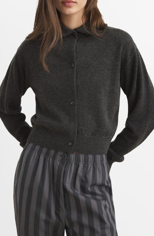 Mango Collared Wool & Cashmere Blend Cardigan In Black