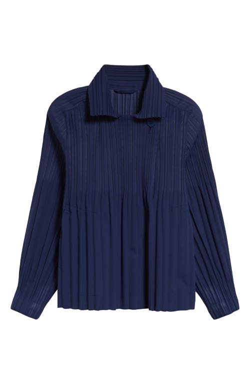 Issey Miyake Pleats Please Smooth Pleated Coat In Navy