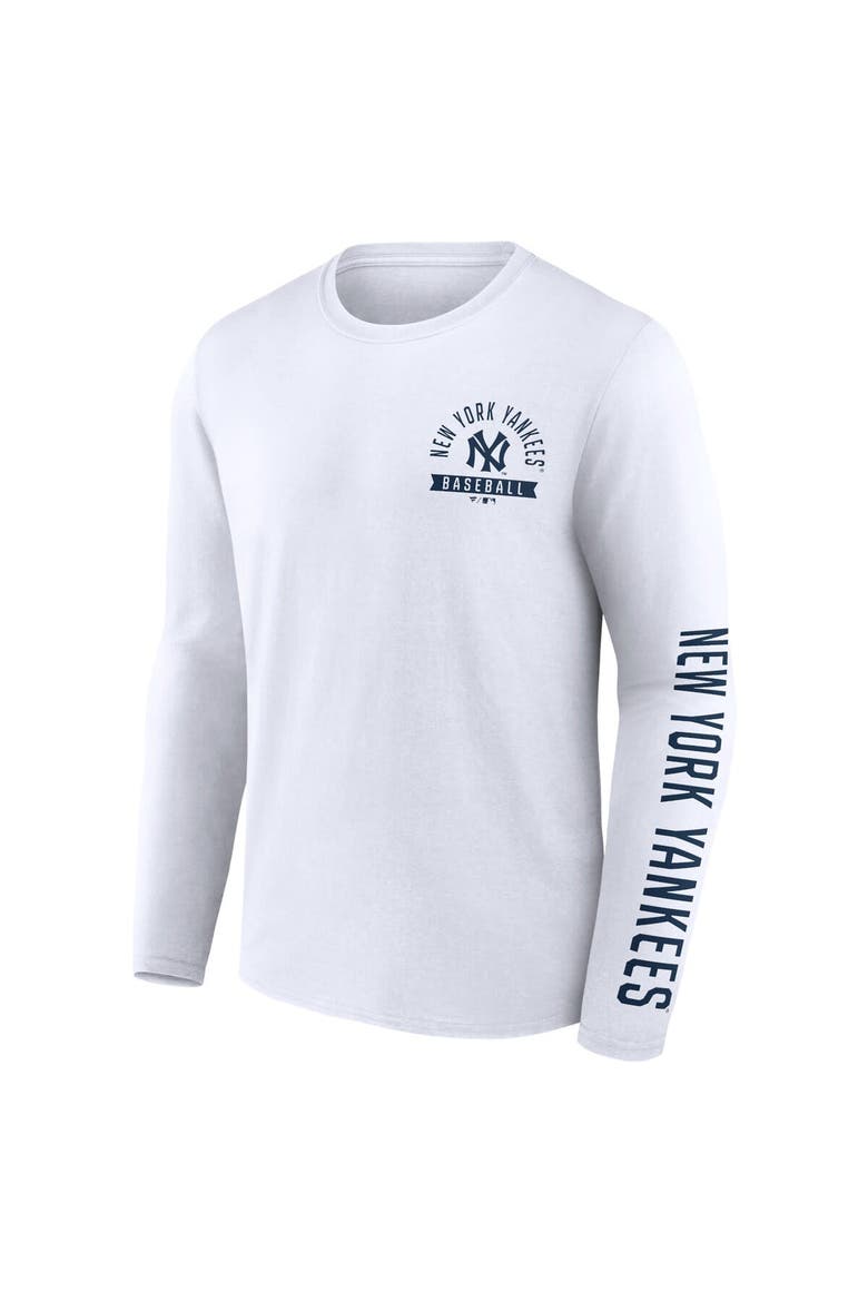 Men's Fanatics Branded White New York Yankees Pressbox Long Sleeve T-Shirt, Alternate, color, White