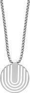 GEOFFREY BEENE Men's Stainless Steel Disc Plate Pendant Necklace